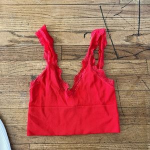 Red lace tank top